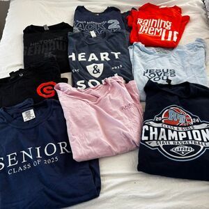 BUNDLE of 9 Women's Multi T Shirts Christian, Sports, Glacier 3000 Sizes L-XL